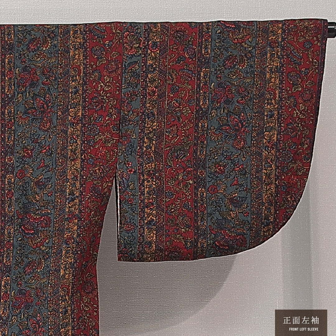 道中着 袷 身丈72cm 裄丈64cm 正絹 Sランク セミフォーマル Mサイズ 更紗 唐華 多色系 RP 1236-15243