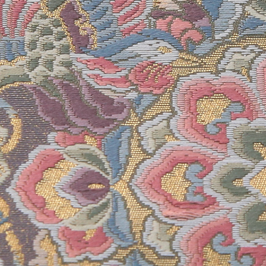 袋帯 帯丈438cm フォーマル 六通 Sランク 正絹 花喰鳥 鏡裏文 緑系 1223-02326