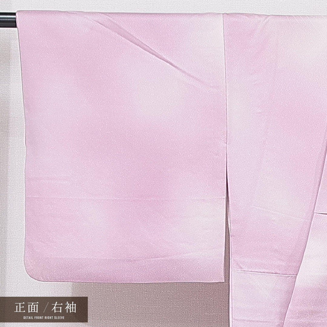 訪問着 袷 身丈154cm 裄丈64cm 正絹 Cランク Sサイズ 広衿 セミフォーマル 御所車 紫系 ピンク系 1212-15646