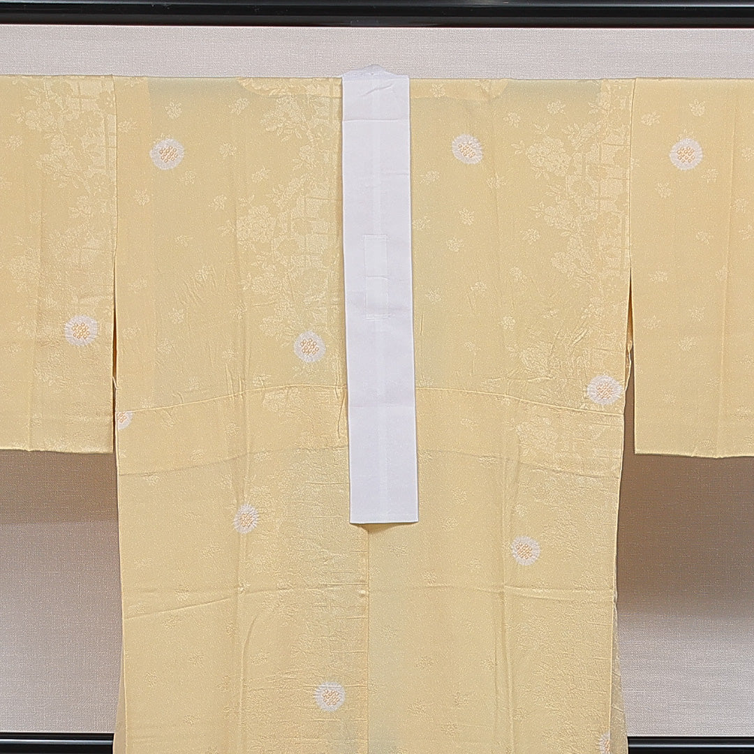 長襦袢 無双袖 身丈122cm 裄丈61cm 正絹 Aランク Sサイズ 鹿の子柄 黄系 RP 1239-16480