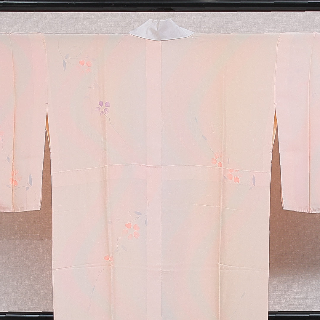 長襦袢 無双袖 身丈127cm 裄丈64cm 正絹 Sランク Mサイズ 花柄 ピンク系 RP 1239-16574