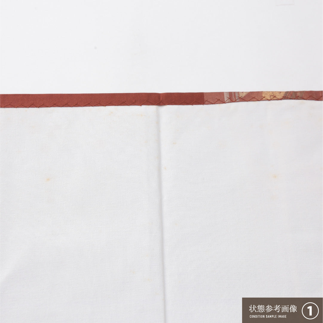 九寸名古屋帯 Aランク 帯丈352cm 正絹 ポイント柄 開き仕立て 織り インフォーマル 鳥 茶系 RP 1245-04093
