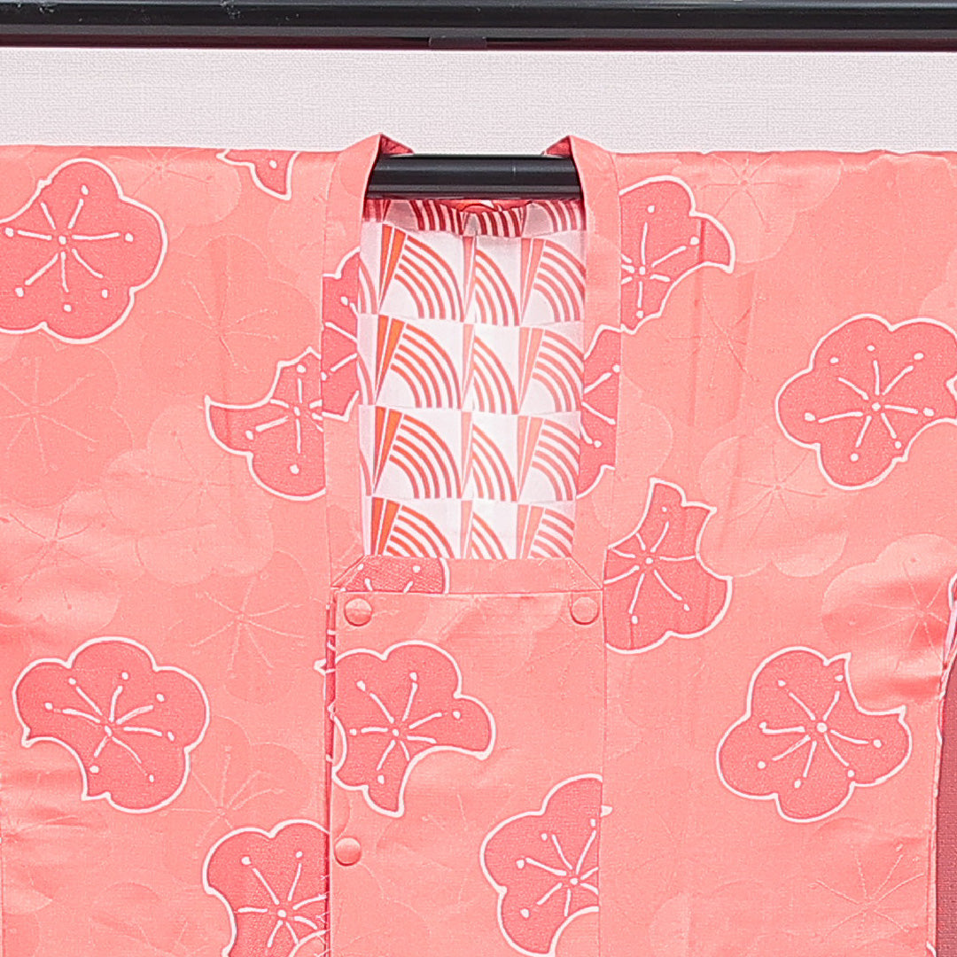 道行コート 袷 身丈87cm 裄丈64cm 正絹 Sランク Mサイズ セミフォーマル ポケットあり 梅 ピンク系 1263-16864