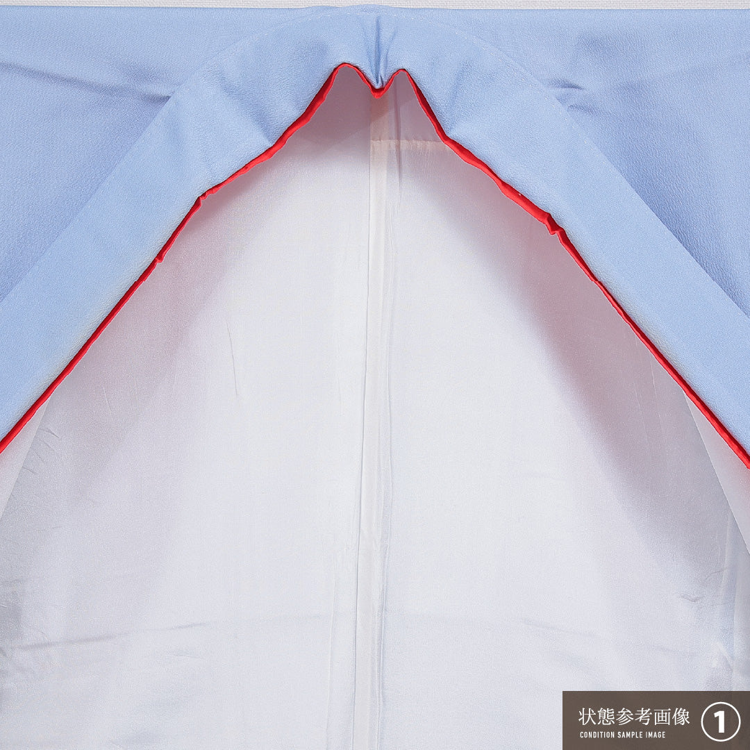 洗える着物 付下げ 袷 身丈159cm 裄丈65cm ポリエステル Bランク インフォーマル バチ衿 Mサイズ 山 水色系 HP 1218-16400