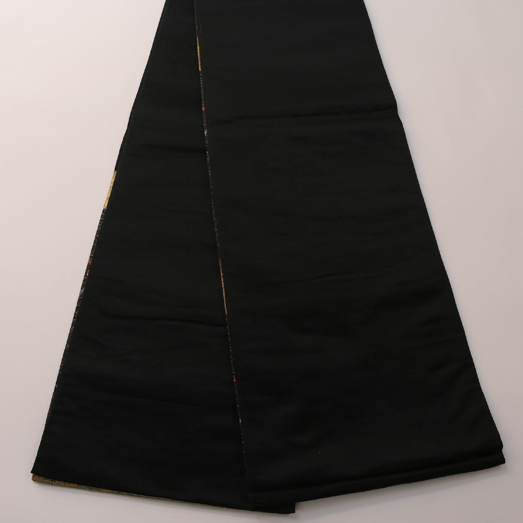 袋帯 帯丈424cm フォーマル 六通 Sランク 正絹 菊 笠松 黒系 金系 1223-01904