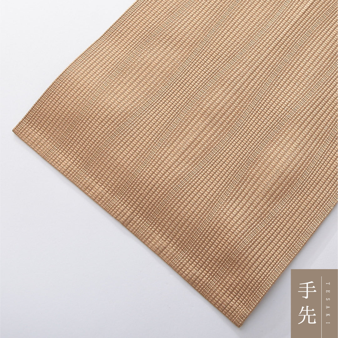 八寸名古屋帯 Aランク 帯丈358cm 正絹 全通 開き仕立て 織り カジュアル よろけ縞 ベージュ系 RP 1245-03890