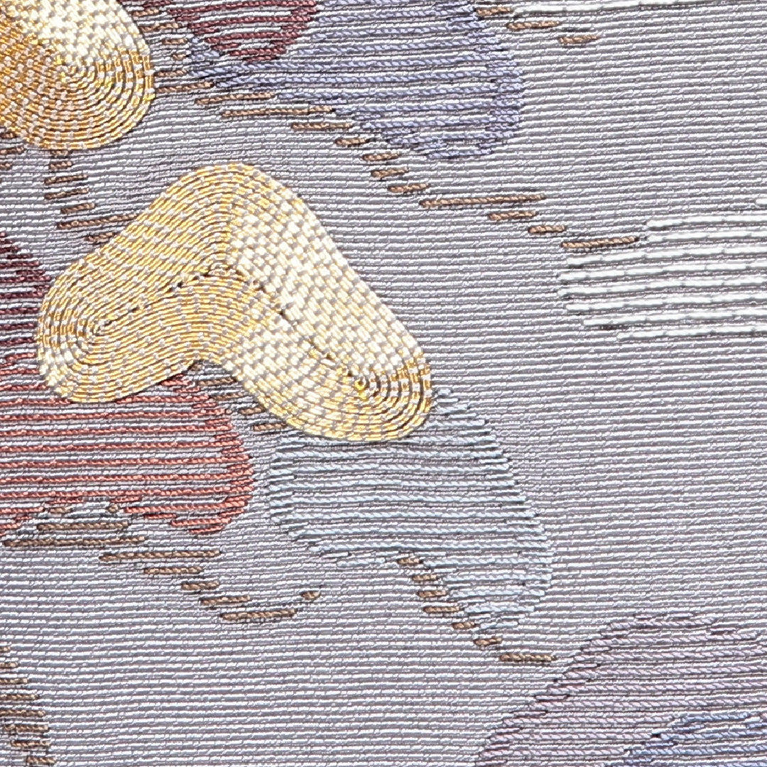 付下げ 袷 身丈163cm 裄丈65cm 正絹 Cランク Lサイズ 広衿 一つ紋（丸に橘） セミフォーマル 笠松 ぼかし染 金駒刺繍 グレー系 1261-16425