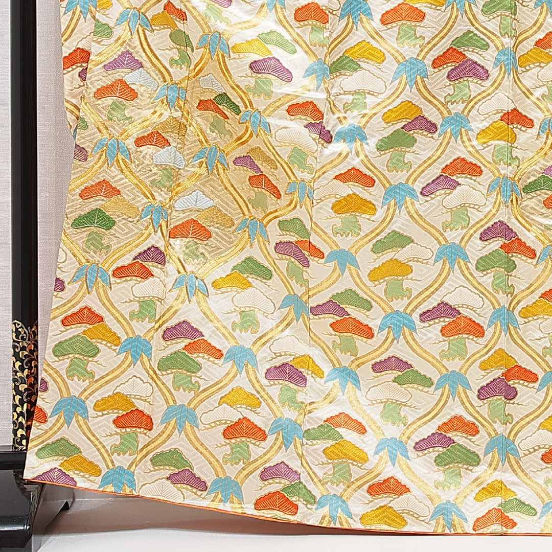 振袖 袷 身丈165cm 裄丈66cm セミフォーマル Sランク XLサイズ 正絹 広衿 笠松 金駒刺繍 1213-F0733