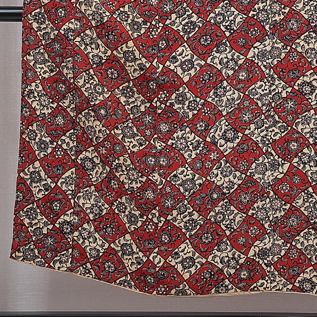 アンティーク 小紋 袷 身丈151cm 裄丈60cm 正絹 Cランク Sサイズ バチ衿 花柄 多色系 赤系 1215-16035