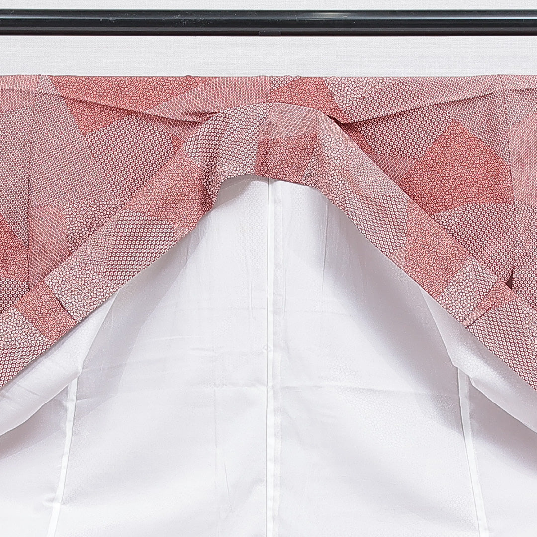 江戸小紋（寄せ柄） 洗える着物 袷 身丈164cm 裄丈67cm ポリエステル Aランク Lサイズ 広衿 インフォーマル 赤系 1262-16227