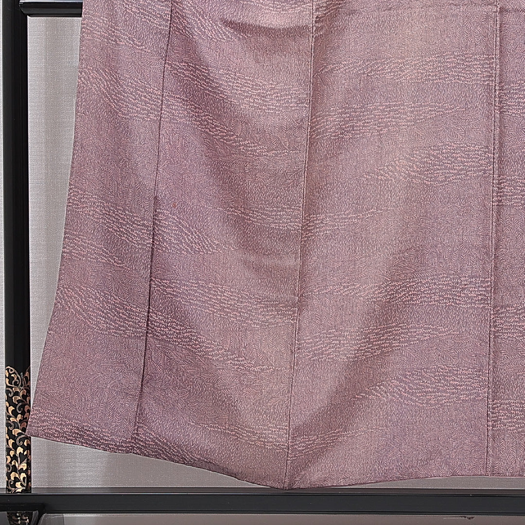 小紋 袷 身丈153cm 裄丈62cm 正絹 Aランク Sサイズ 広衿 一つ紋 セミフォーマル 落款 ピンク系 1215-15867