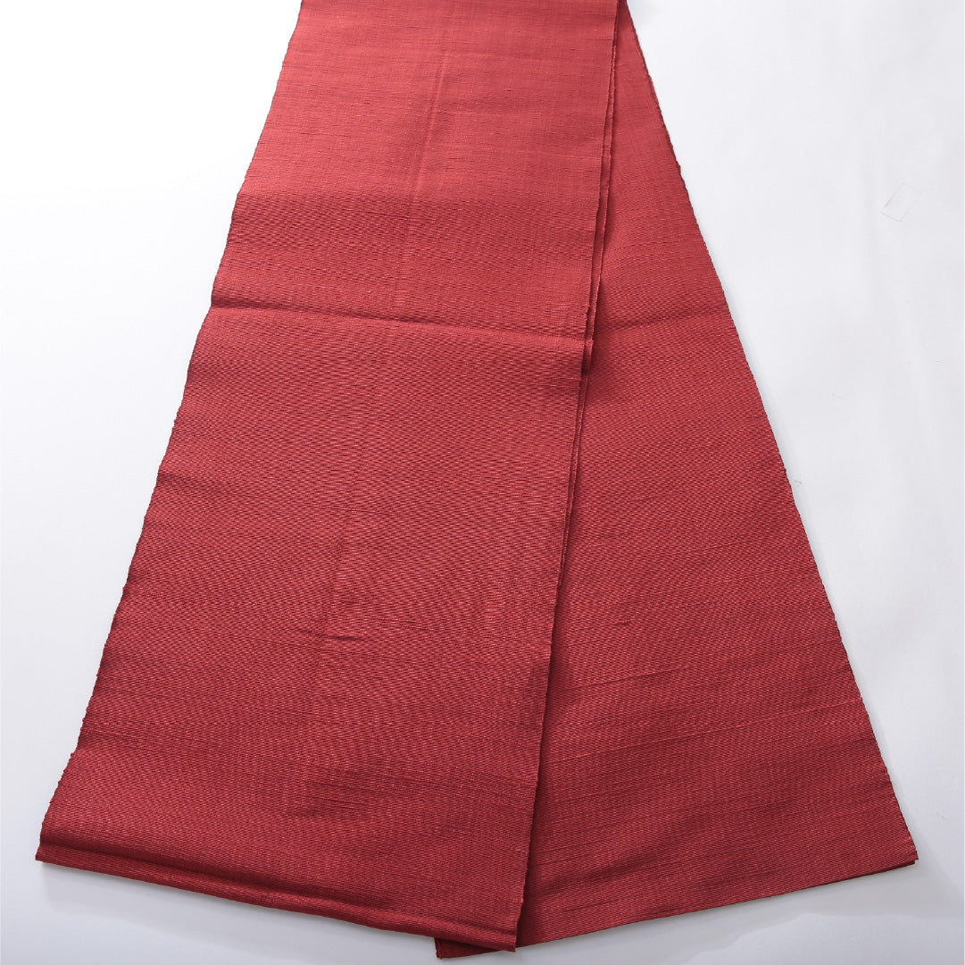 八寸名古屋帯（紬） 帯丈346cm カジュアル 開き仕立て ポイント柄 Sランク 正絹 鏡裏文 赤系 1224-03913