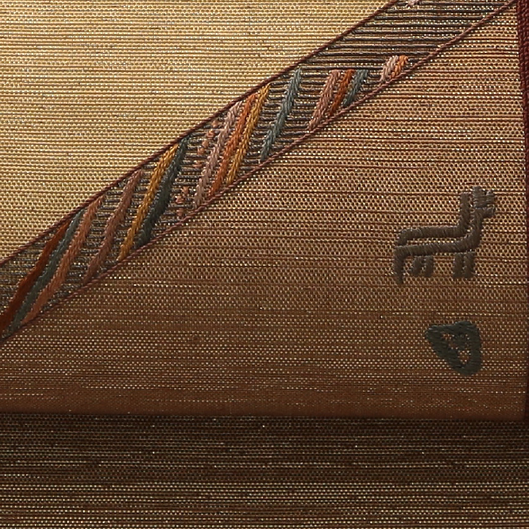 袋帯 帯丈472cm セミフォーマル ポイント柄 Aランク 正絹 幾何学柄 金系 1223-02072