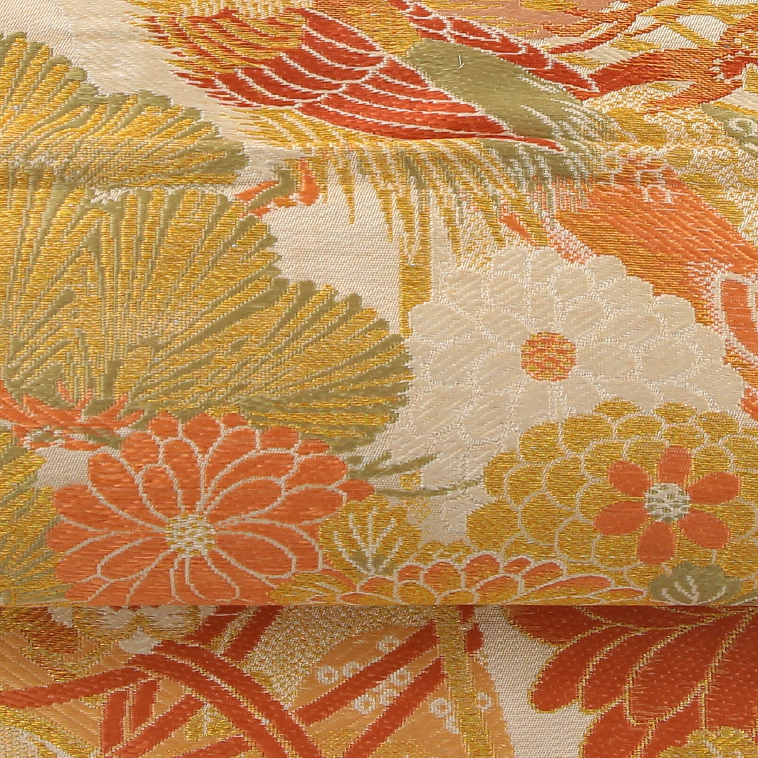 アンティーク 丸帯 帯丈408cm 全通 Cランク 正絹 金系 1223-02200