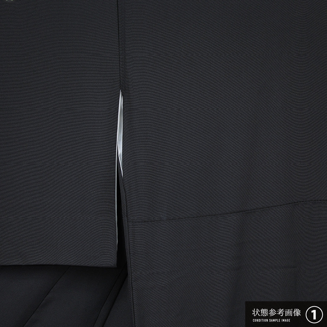 黒留袖 袷 身丈166cm 裄丈65cm 五つ紋 フォーマル Aランク XLサイズ 正絹 比翼仕立て 広衿 扇 菱 牡丹 1211-F0657