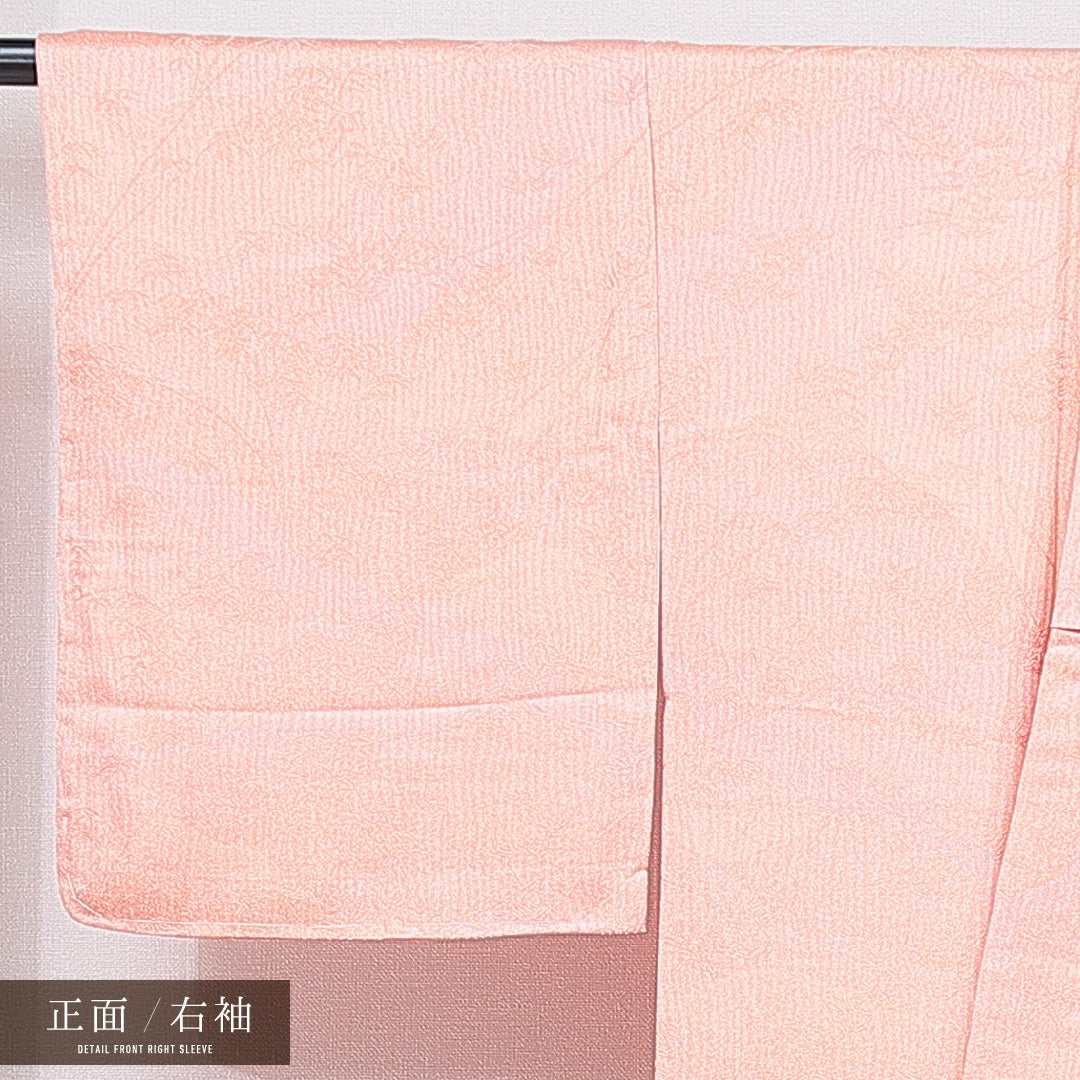 小紋 袷 身丈157cm 裄丈63cm 正絹 Sランク インフォーマル 広衿 Mサイズ 笹 朱系 RP 1221-15580