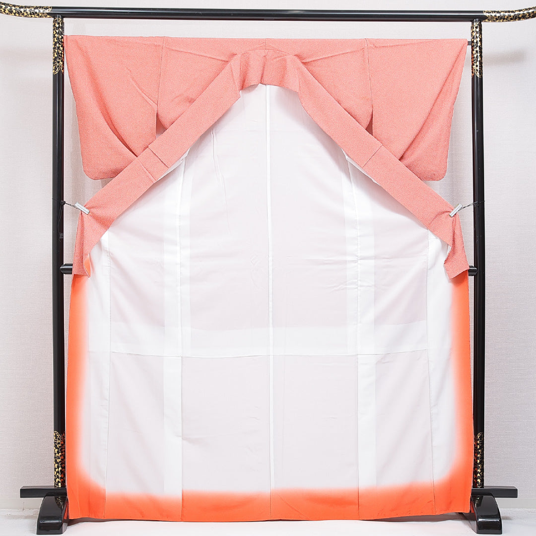 江戸小紋（鮫） 洗える着物 袷 身丈170cm 裄丈66cm ポリエステル Sランク 2XLサイズ 広衿 インフォーマル 朱系 1262-15951