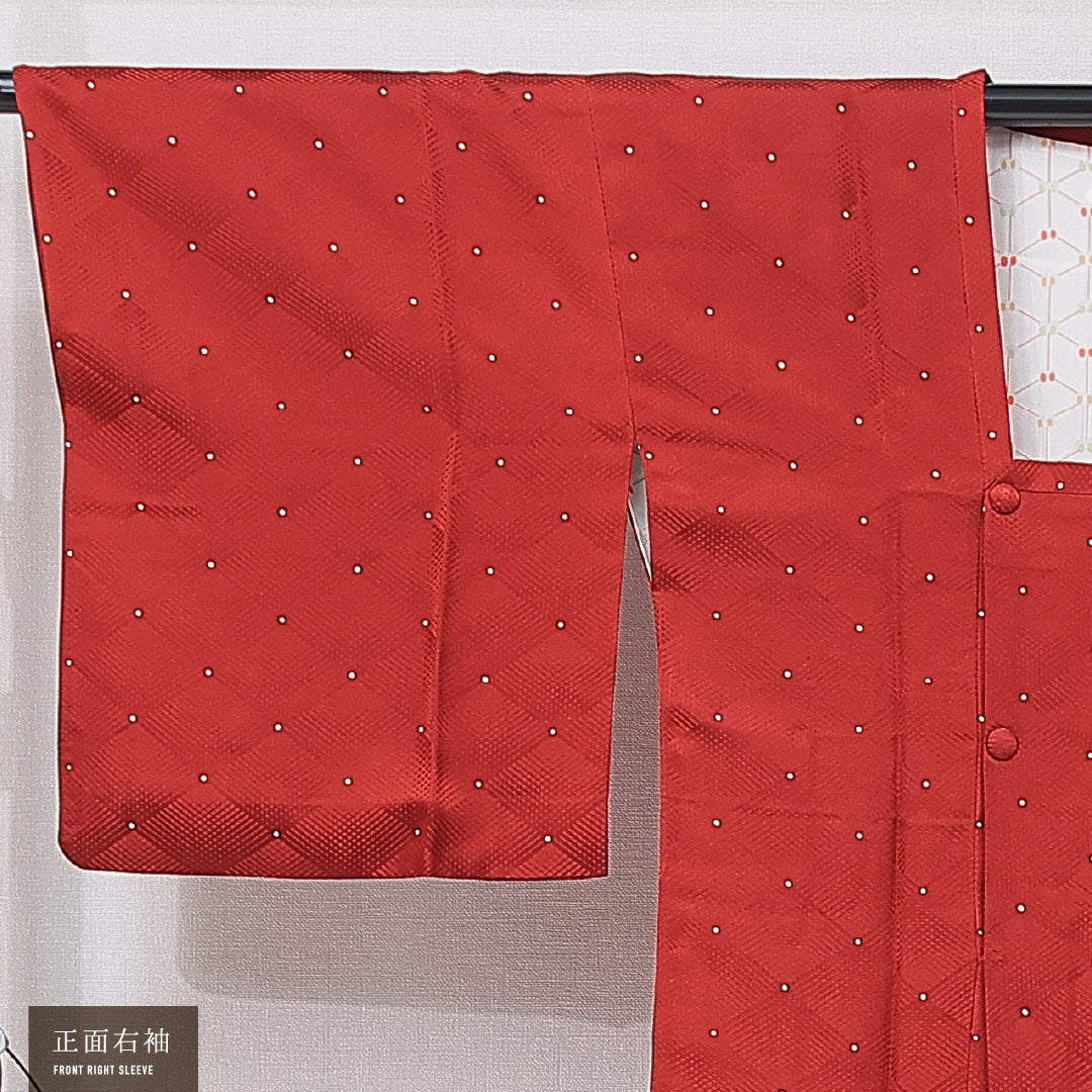 道行コート 袷 身丈82cm 裄丈66cm 正絹 Sランク セミフォーマル Mサイズ 抽象柄 赤系 RP 1237-16799