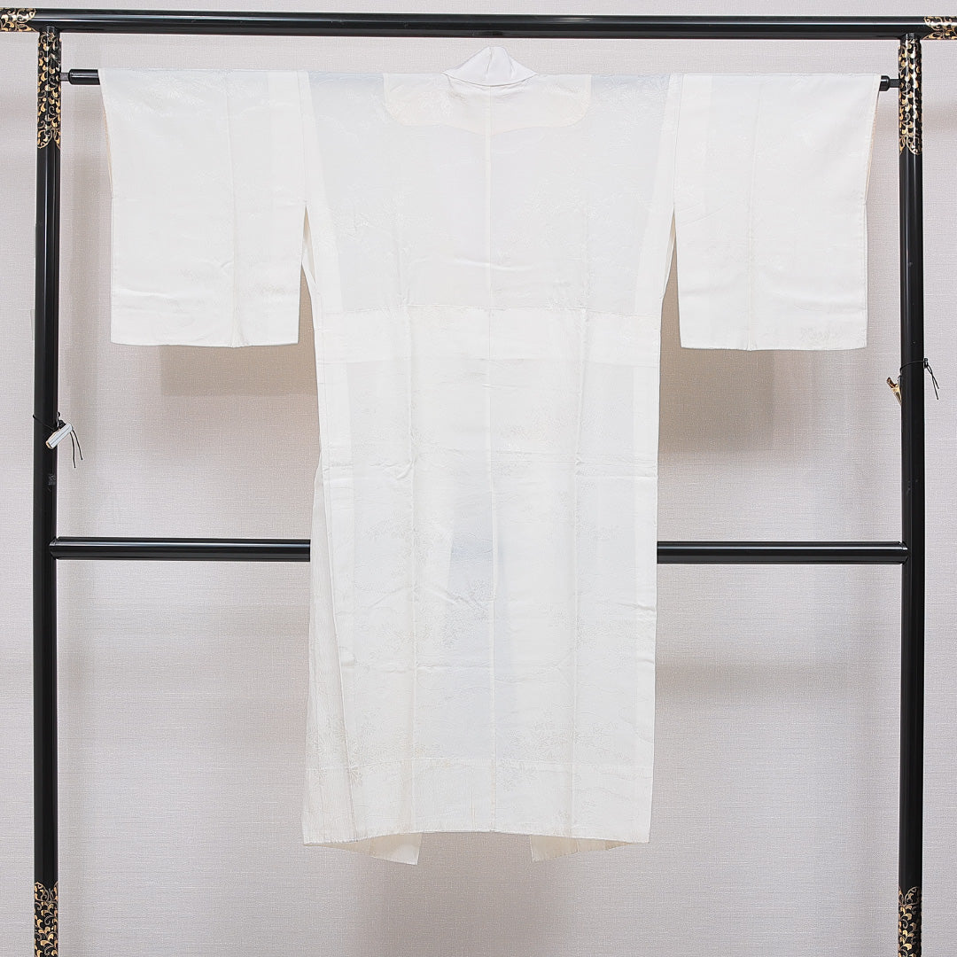 長襦袢 無双袖 身丈126cm 裄丈62cm 正絹 Cランク Mサイズ 古典柄 クリーム系 1229-16710