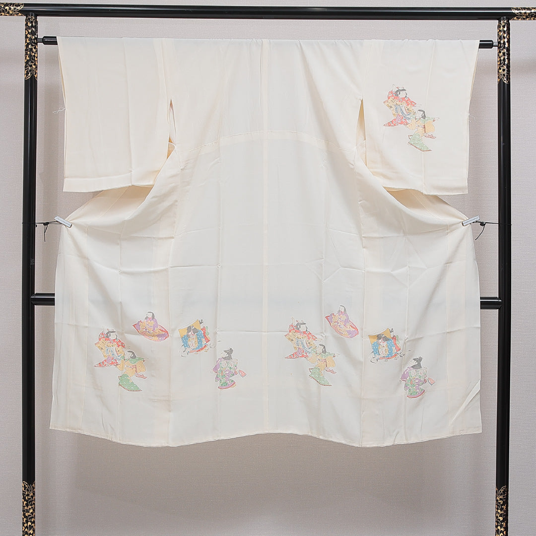 長襦袢 無双袖 身丈129cm 裄丈63cm 正絹 Aランク Lサイズ 人物 クリーム系 RP 1239-16610