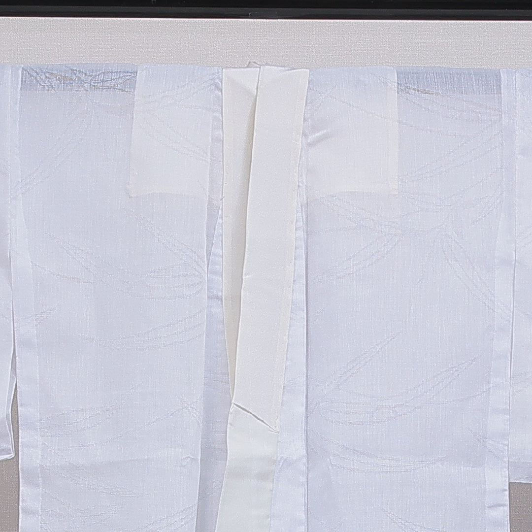 夏物 洗える着物 麻の長襦袢 夏物 身丈129cm 裄丈62cm 麻 Sランク Lサイズ 笹 白系 M4 1239-16586