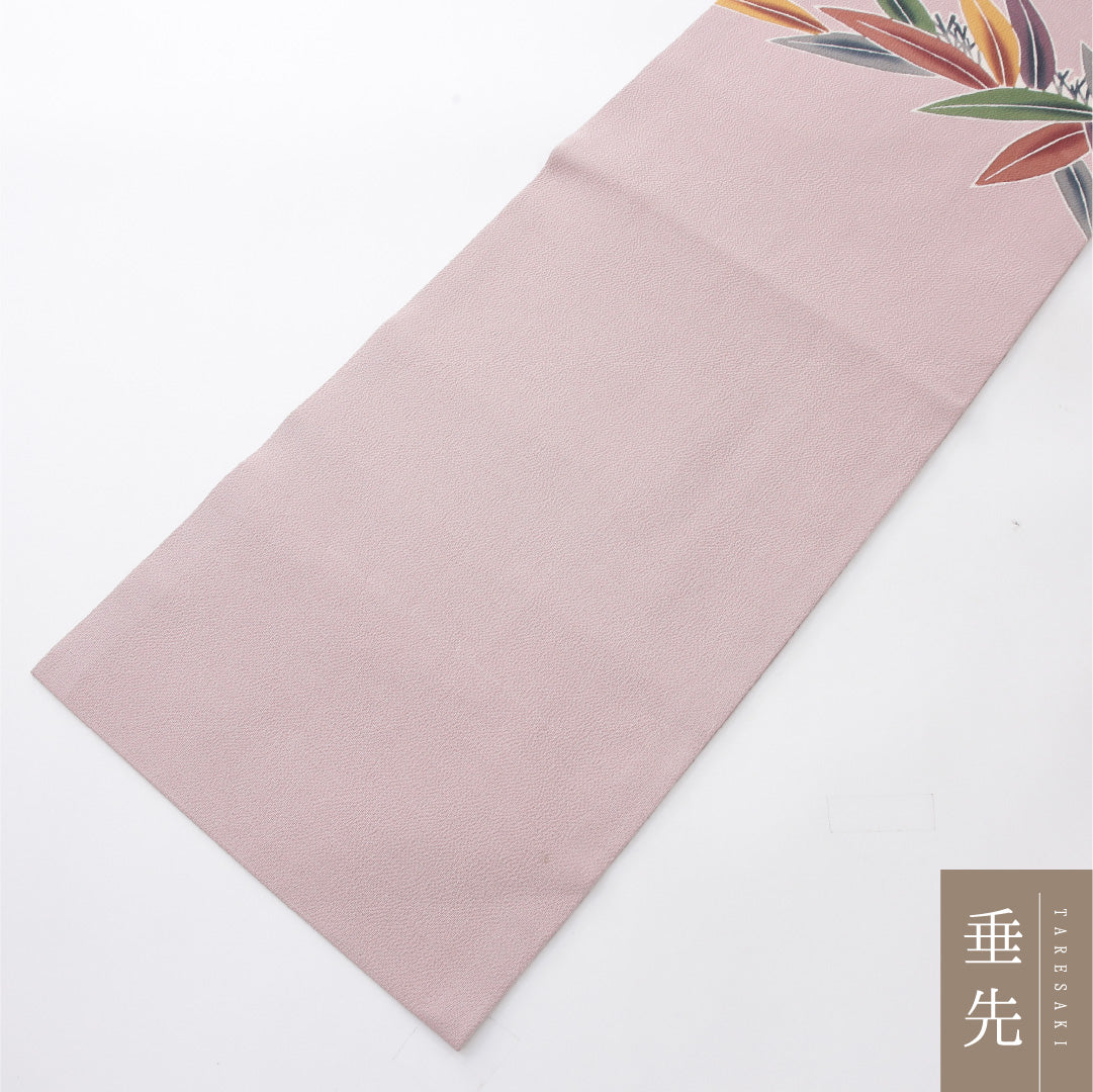 九寸名古屋帯 Aランク 帯丈364cm 正絹 ポイント柄 開き仕立て 染め インフォーマル ちりめん 植物柄 ピンク系 RP 1245-03968