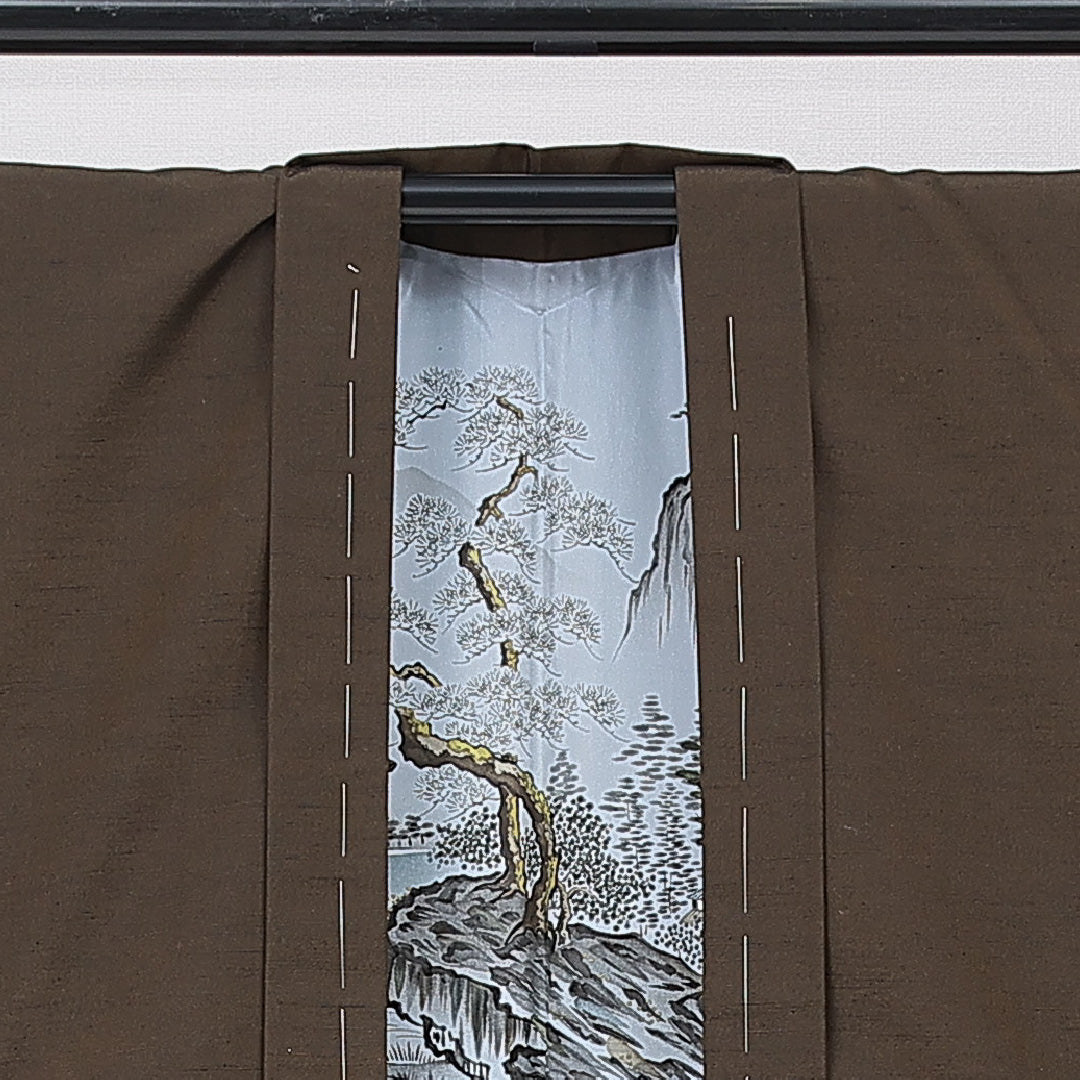 未使用品 羽織 男性用 袷 身丈87cm 裄丈68cm 正絹 Nランク カジュアル Mサイズ 無地 茶系 M4 1235-15772