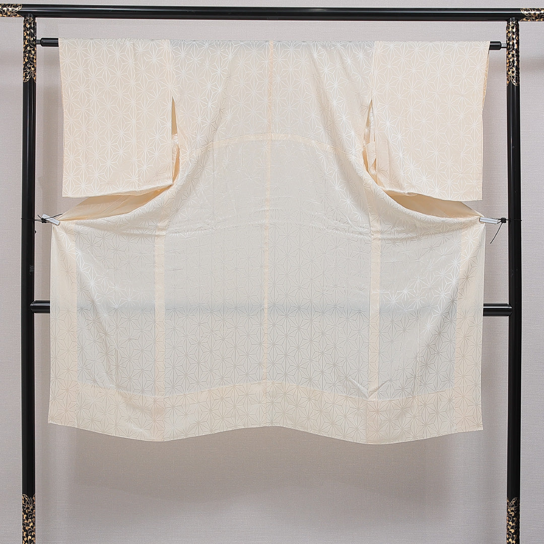 長襦袢 無双袖 身丈126cm 裄丈64cm 正絹 Bランク Mサイズ 麻の葉 クリーム系 RP 1239-16547