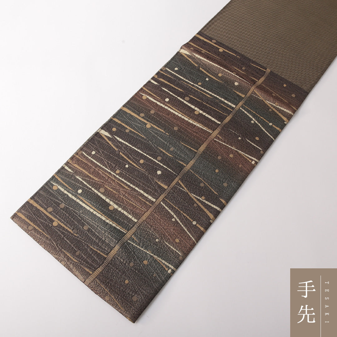 袋帯 帯丈444cm 正絹 六通 リバーシブル インフォーマル ふくれ織 創作柄 多色系 1243-01813