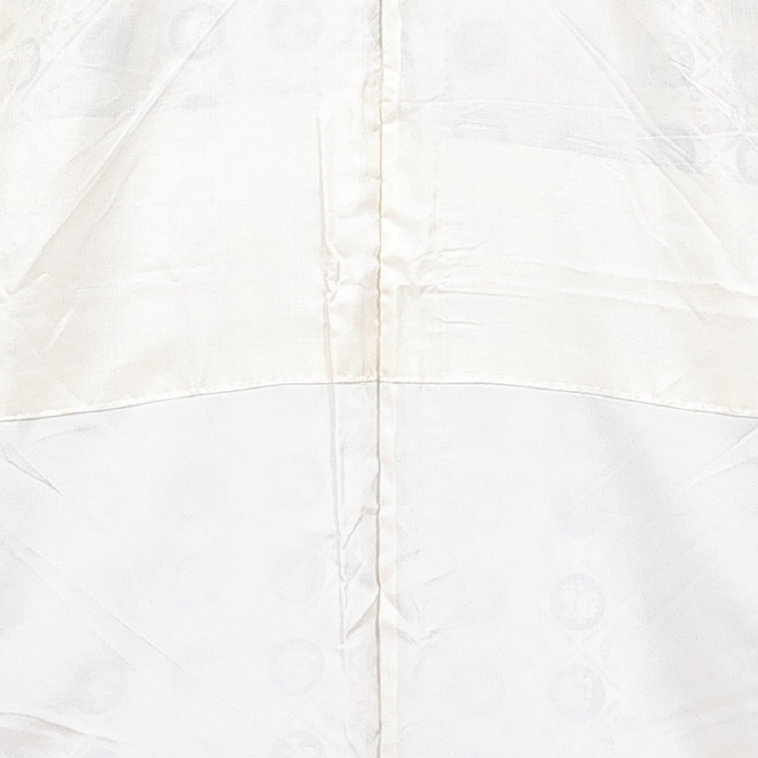 小紋 袷 身丈151cm 裄丈65cm 正絹 Aランク Sサイズ 広衿 インフォーマル ちりめん 格天井文 唐華 クリーム系 1215-16664