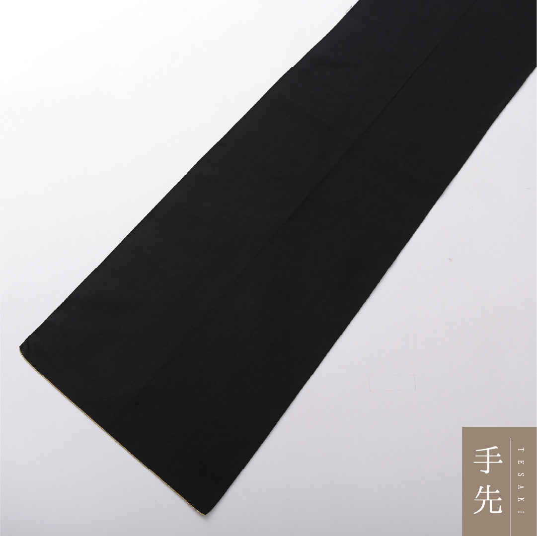 八寸名古屋帯 Sランク 帯丈358cm 正絹 ポイント柄 開き仕立て 帯端のみ未仕立て 織り セミフォーマル 綴れ織 唐華 花柄 黒系 RP 1245-03675