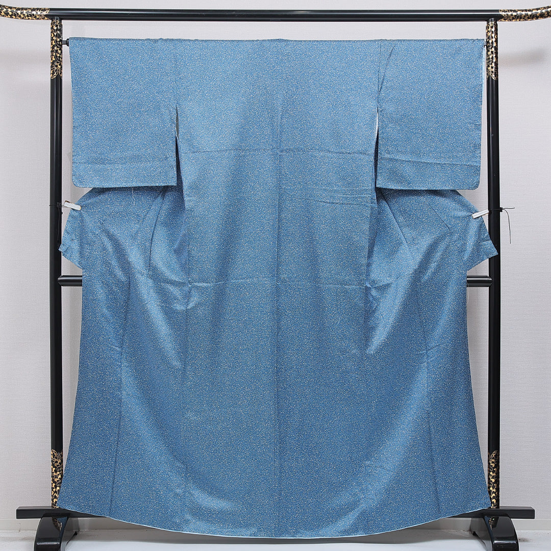 江戸小紋（大小霰） 洗える着物 袷 身丈164cm 裄丈66cm ポリエステル Sランク Lサイズ 広衿 インフォーマル 青系 1262-16278