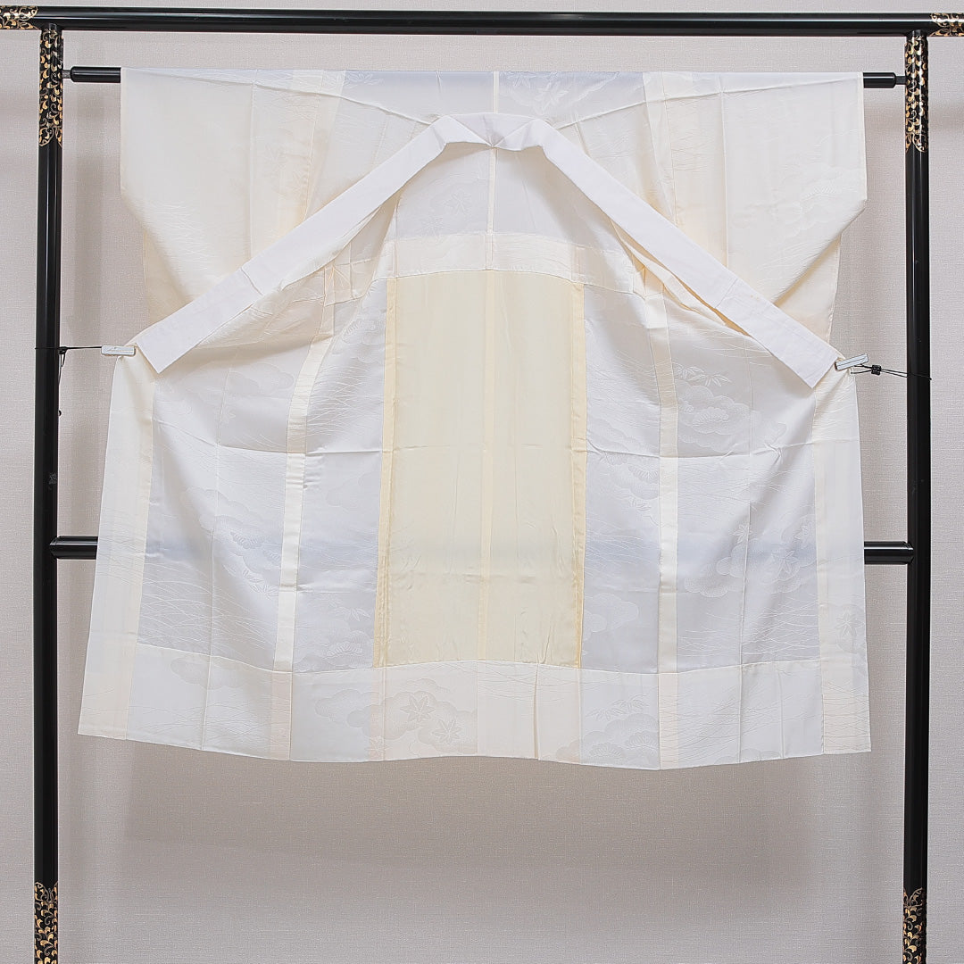長襦袢 無双袖 身丈123cm 裄丈60cm 正絹 Sランク Sサイズ 居敷当て 古典柄 ベージュ系 RP 1239-16597