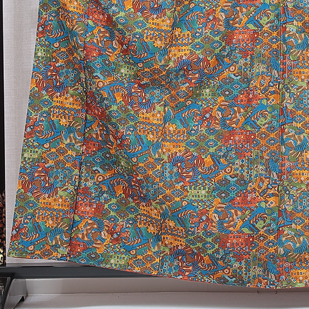 洗える着物 小紋 袷 身丈159cm 裄丈65cm ポリエステル Sランク インフォーマル 広衿 Mサイズ 創作柄 多色系 M4 1221-16361
