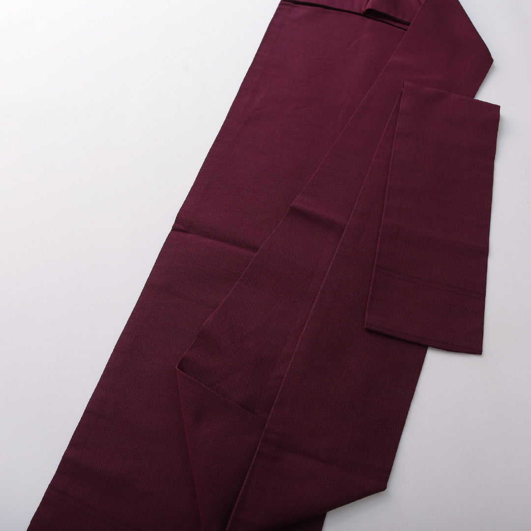 九寸名古屋帯 帯丈337cm カジュアル 名古屋仕立て 全通 Aランク 正絹 無地 紫系 1224-03625