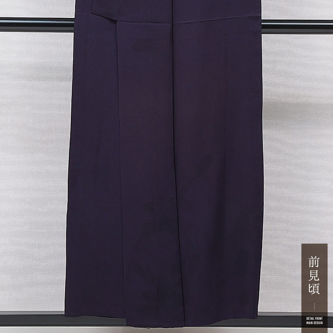 色無地 単衣 身丈151cm 裄丈61cm 正絹 Cランク Sサイズ バチ衿 インフォーマル 無地 紫系 1214-15681