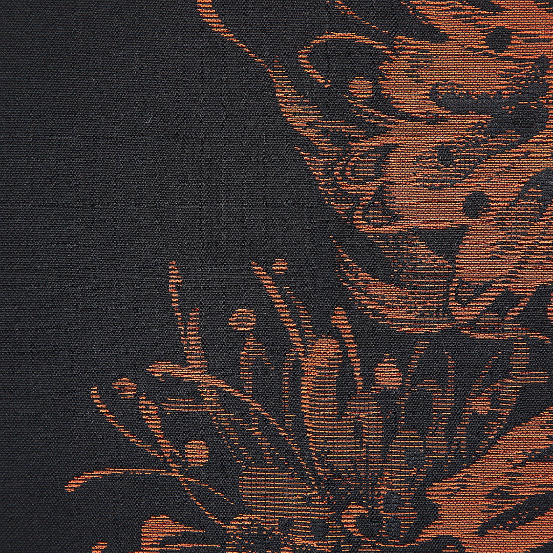 アンティーク 道行コート（お召） 袷 身丈88cm 裄丈62cm 正絹 Aランク Sサイズ ポケットあり 花柄 黒系 1263-16802