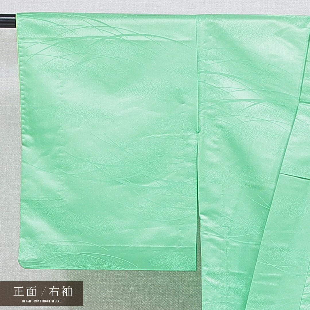色無地 胴抜き 身丈157cm 裄丈63cm 正絹 Bランク Mサイズ バチ衿 インフォーマル 無地 緑系 1214-16225
