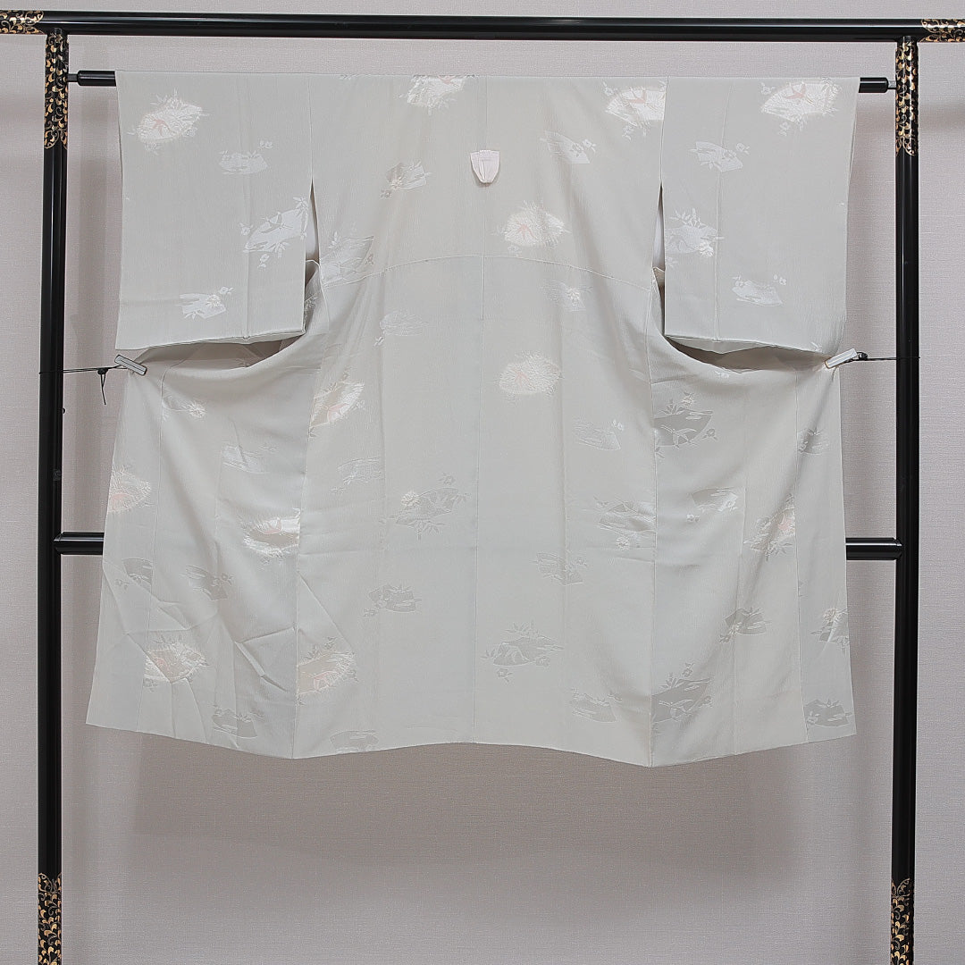 長襦袢 無双袖 身丈121cm 裄丈60cm 正絹 Sランク Sサイズ 鶴 グレー系 RP 1239-16615