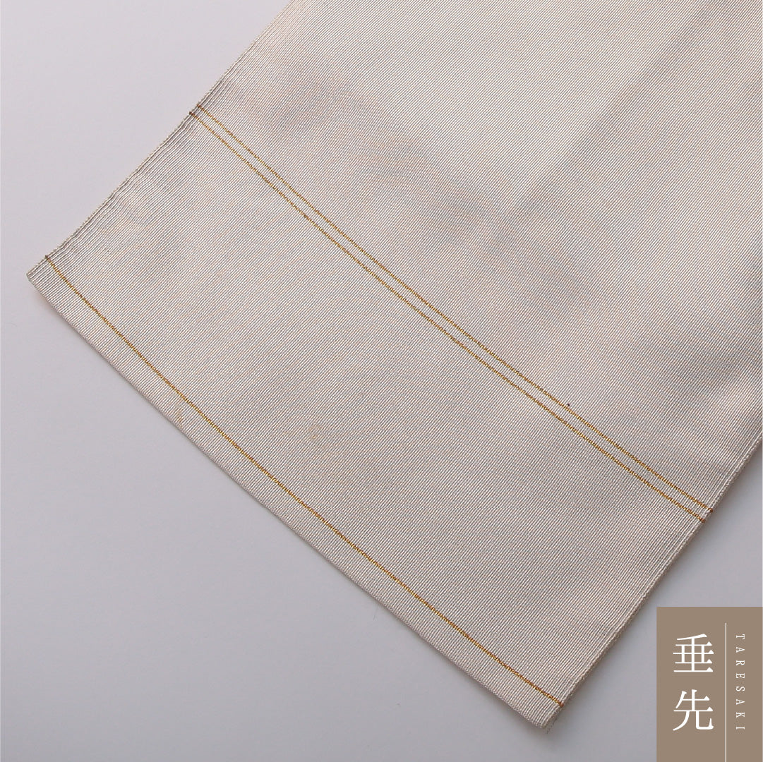 八寸名古屋帯 Cランク 帯丈387cm 正絹 ポイント柄 松葉仕立て 織り カジュアル 創作柄 クリーム系 HP 1245-03397