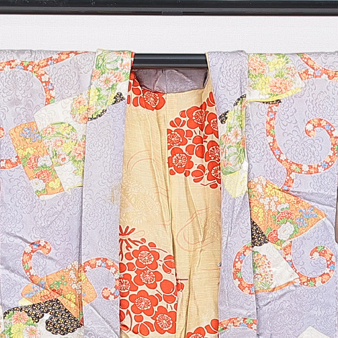 アンティーク 羽織 袷 身丈102cm 裄丈64cm 正絹 Bランク Mサイズ 吉祥文様 紫系 1217-16809