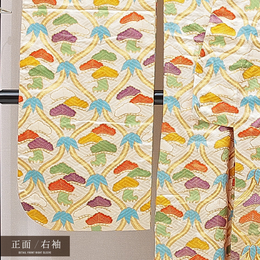 振袖 袷 身丈165cm 裄丈66cm セミフォーマル Sランク XLサイズ 正絹 広衿 笠松 金駒刺繍 1213-F0733