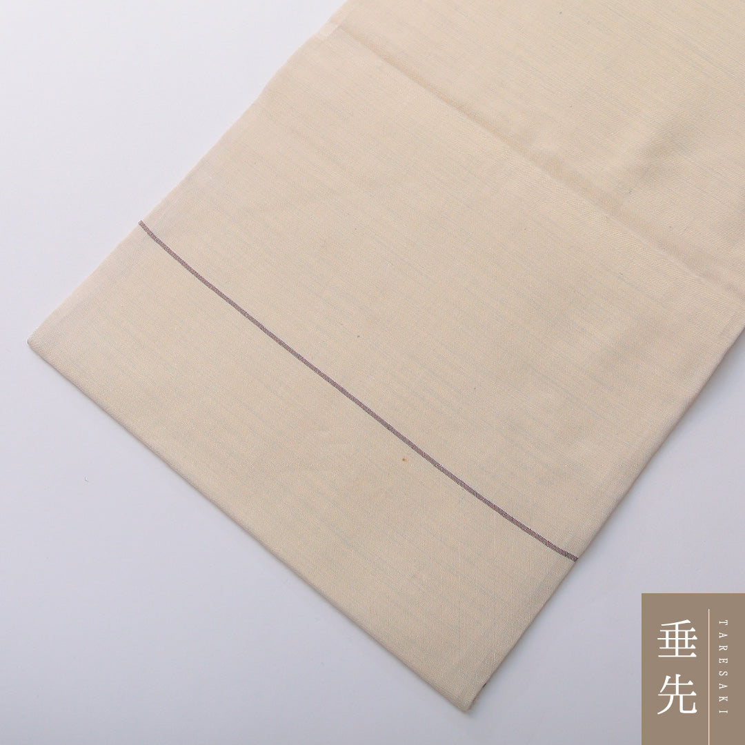 九寸名古屋帯 帯丈350cm セミフォーマル 名古屋仕立て ポイント柄 Cランク 正絹 蝶 流水 花柄 クリーム系 1224-03608