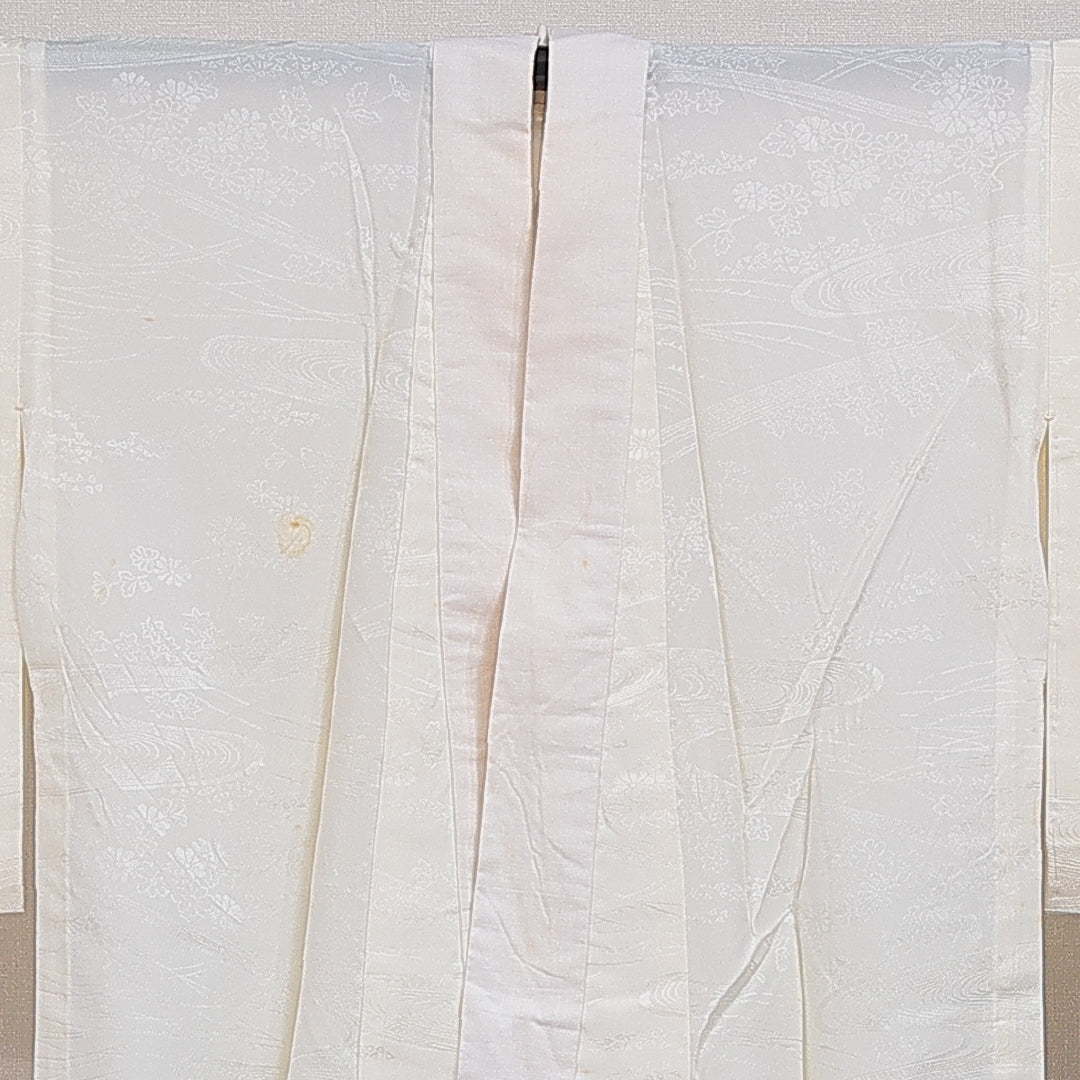 長襦袢 無双袖 身丈126cm 裄丈63cm 正絹 Cランク Mサイズ 流水 クリーム系 LP 1239-16504