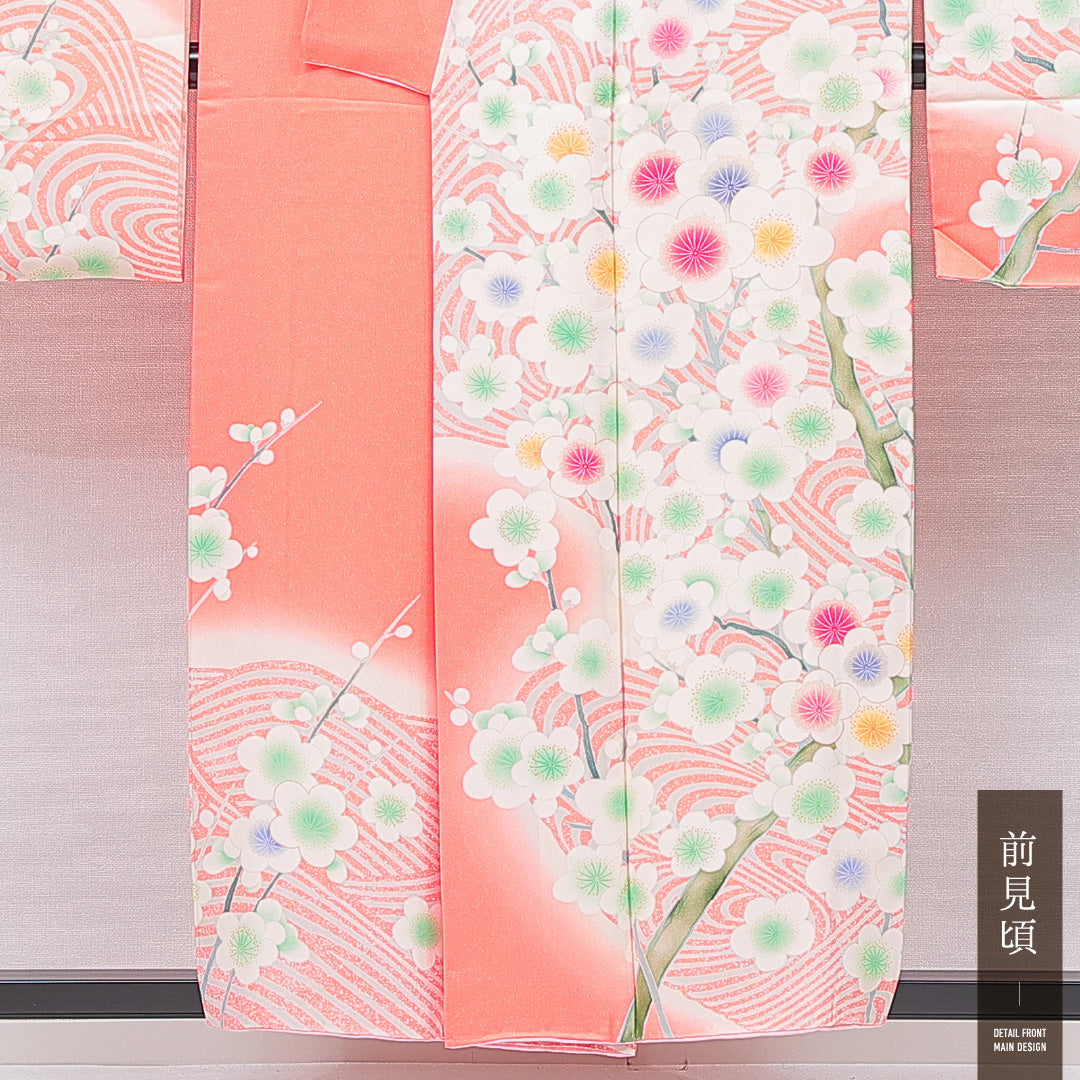 振袖 袷 身丈154cm 裄丈65cm フォーマル Cランク Sサイズ 正絹 広衿 流水 梅 1213-F0649