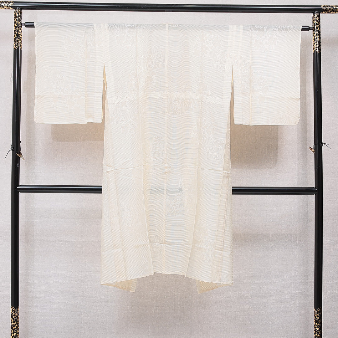 夏物 長襦袢 絽 身丈120cm 裄丈62cm 正絹 Cランク Sサイズ 桔梗 白系 LP 1239-15410