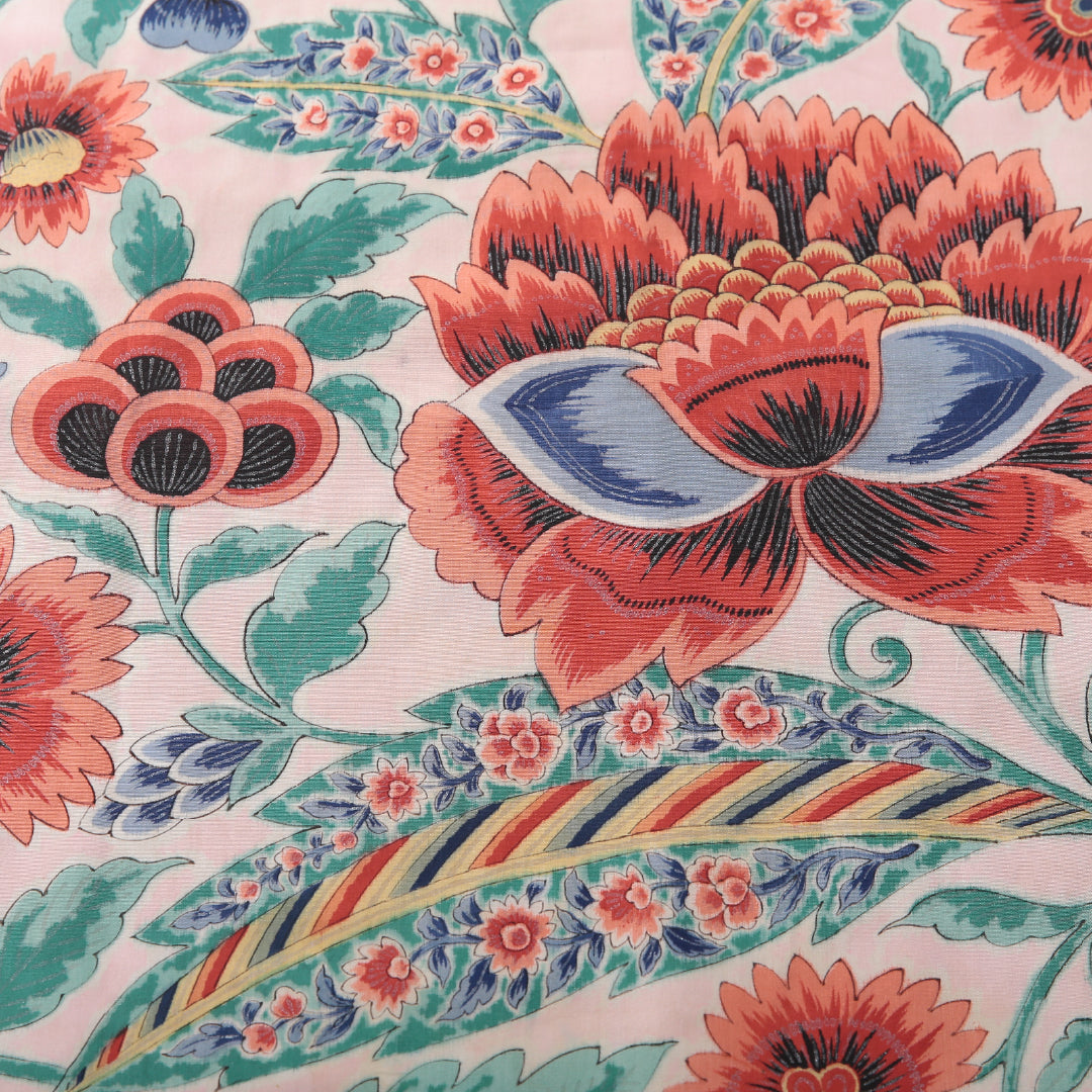 アンティーク 九寸名古屋帯 帯丈333cm 名古屋仕立て 全通 Bランク 正絹 染め帯 花柄 植物柄 ピンク系 1224-03882