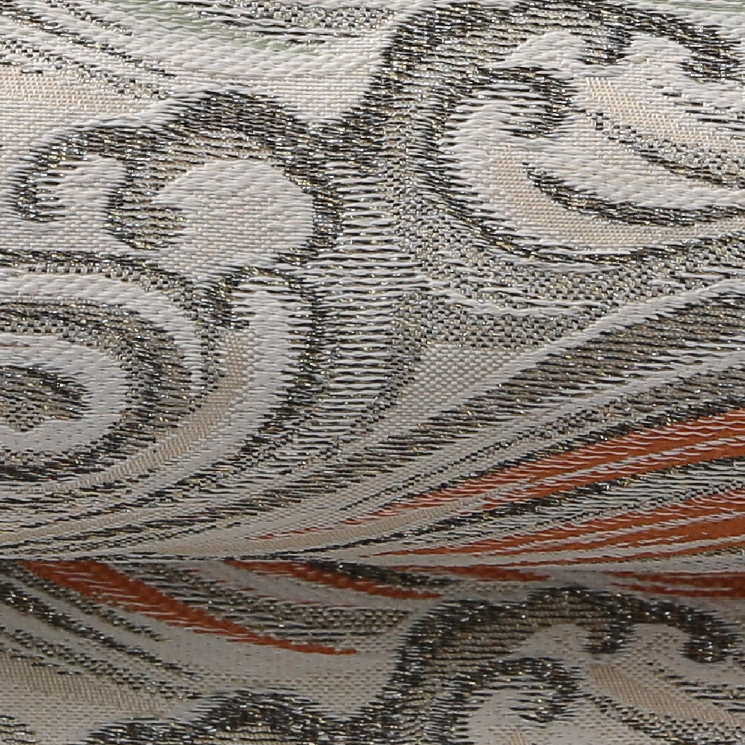 九寸名古屋帯 帯丈339cm カジュアル 名古屋仕立て 六通 Aランク 正絹 波 クリーム系 1224-03819