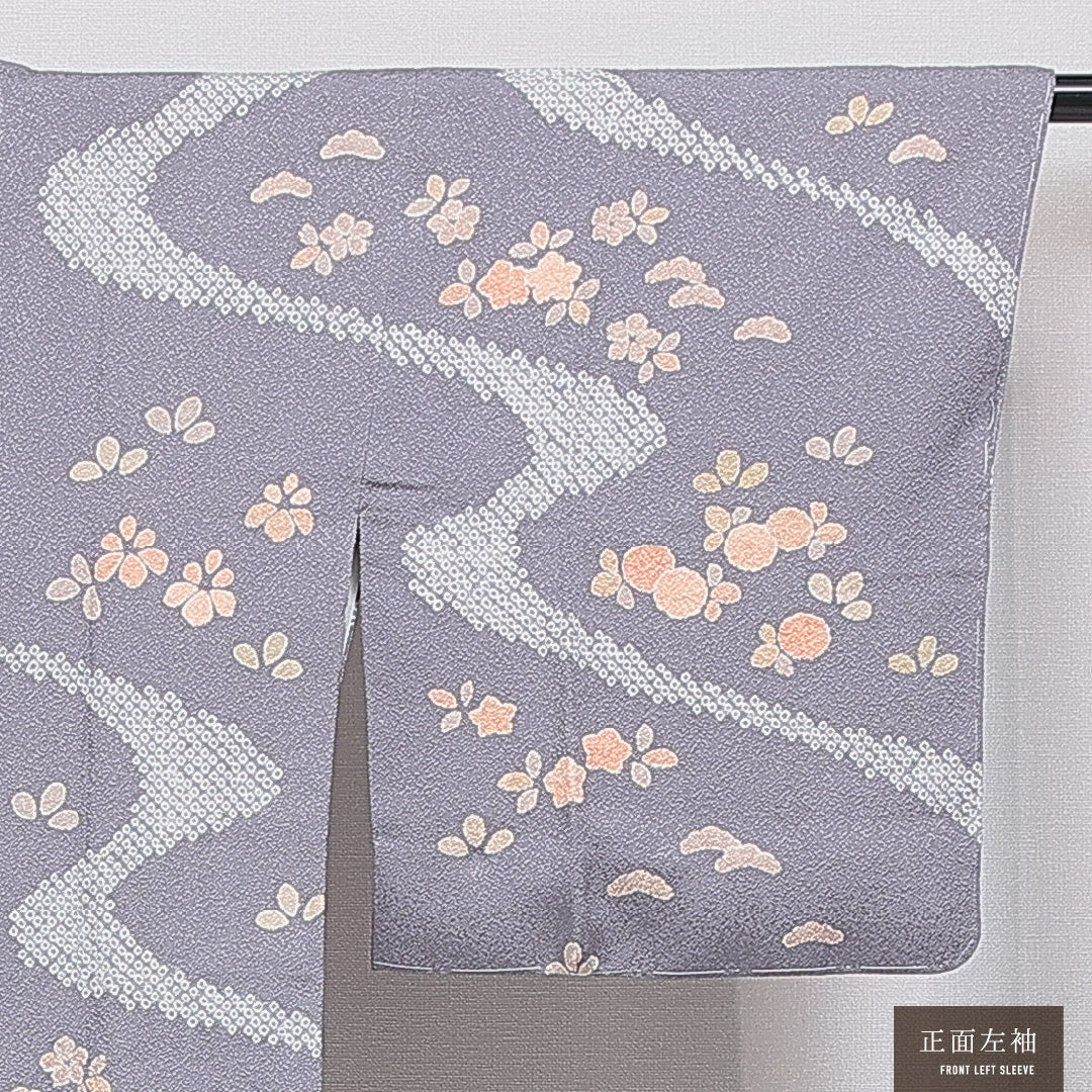 道行コート 袷 身丈80cm 裄丈63cm 正絹 Sランク カジュアル Sサイズ 証紙 創作柄 グレー系 RP 1237-16201