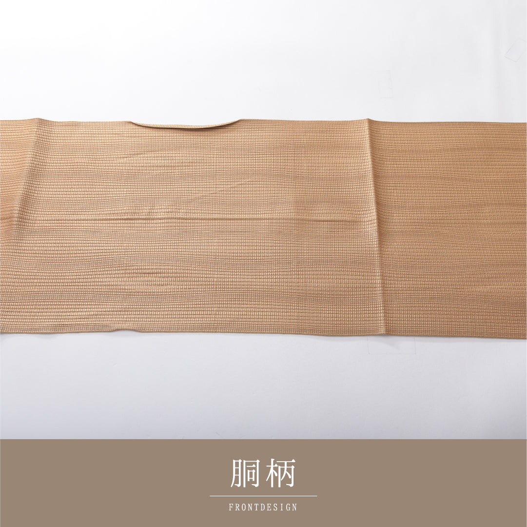 八寸名古屋帯 Aランク 帯丈358cm 正絹 全通 開き仕立て 織り カジュアル よろけ縞 ベージュ系 RP 1245-03890